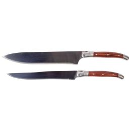 2PC EUROPEAN STYLE KNIFE SET-CHEF AND CARVING WITH WOOD HANDLES