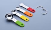 4 Pieces Stainless Steel Measuring Spoon , Silicone handle measuring scoop