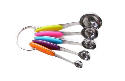 Set of 5 Measuring Spoon, Rainbow Plastic Measuring Scoop