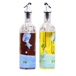 2PCS Beautiful Glass Vinegar Bottle Oil Container Cruet Oil Bottle, NO.1