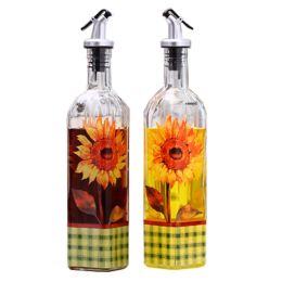 2PCS Beautiful Glass Oil Bottle Vinegar Bottle Oil Container Cruet, NO.2