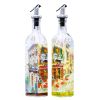 2PCS Beautiful Glass Oil Container Oil Bottle Vinegar Bottle Cruet, NO.6