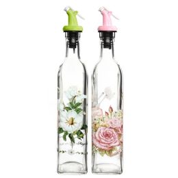 2PCS Flower Glass Bottle Oil Dispenser Vinegar Bottle Oil Jar, NO.19