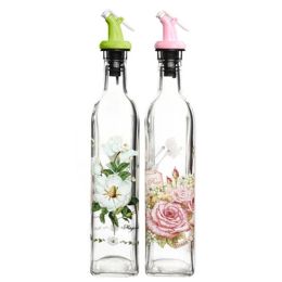 2PCS Flower Glass Bottle Oil Dispenser Vinegar Bottle Oil Jar, NO.19