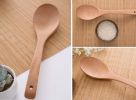 Healthy Natural Wooden Soup Ladle Shallow Cooking Spoons, 27cm/10.6inch