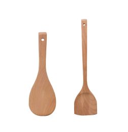 Wooden Cooking Utensils Set, Rice Spoon + Spatula, 2 piece