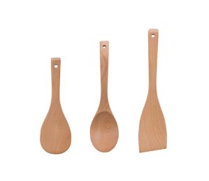 Wooden Kitchen Tools Cooking Utensils Set, Spatula+Soup Ladle+Rice Spoon