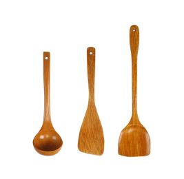 Functional Wooden Kitchen Tools Cooking Utensils Set, 2 Spatulas+Soup Ladle