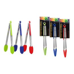 Silicone - 12" Tongs - 3 Assorted Colors - Nicole Home Collection Case Pack 24