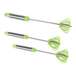 Ronco Self Turning Rotating Turbo Push Whisk Mixer Milk Frother Green 3-Pack